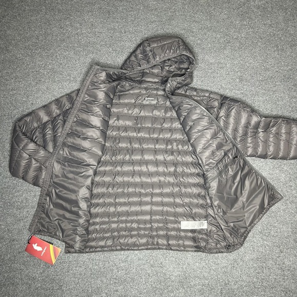 Cotopaxi Fuego Down Hooded Jacket Mens XXL Gray Cinder Stripes 800 Fill - Picture 12 of 16